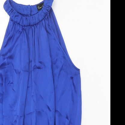 River Island Womens Blue Polyester Basic Tank Size 12 Round Neck