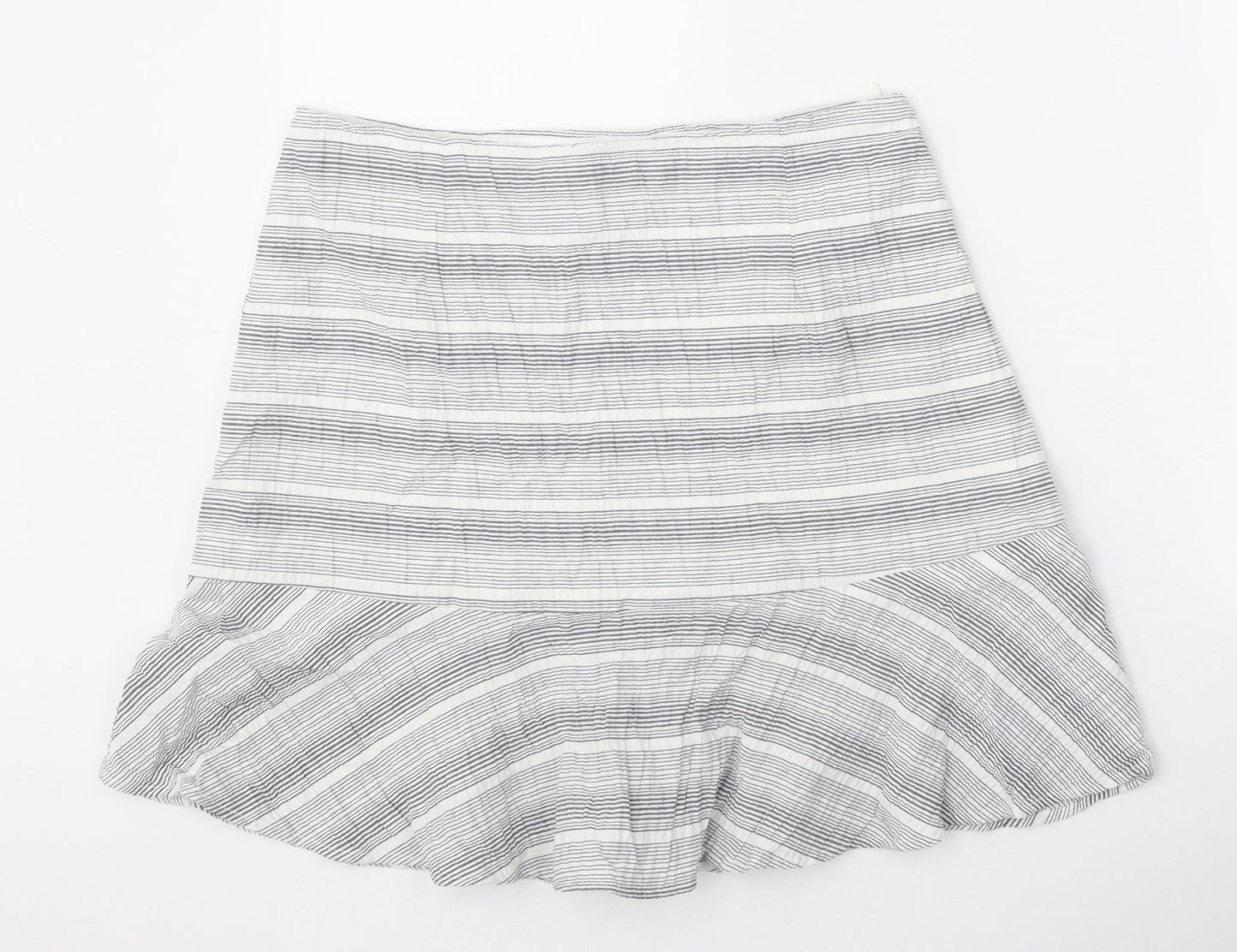 TU Womens Grey Striped Cotton Trumpet Skirt Size 12 Zip