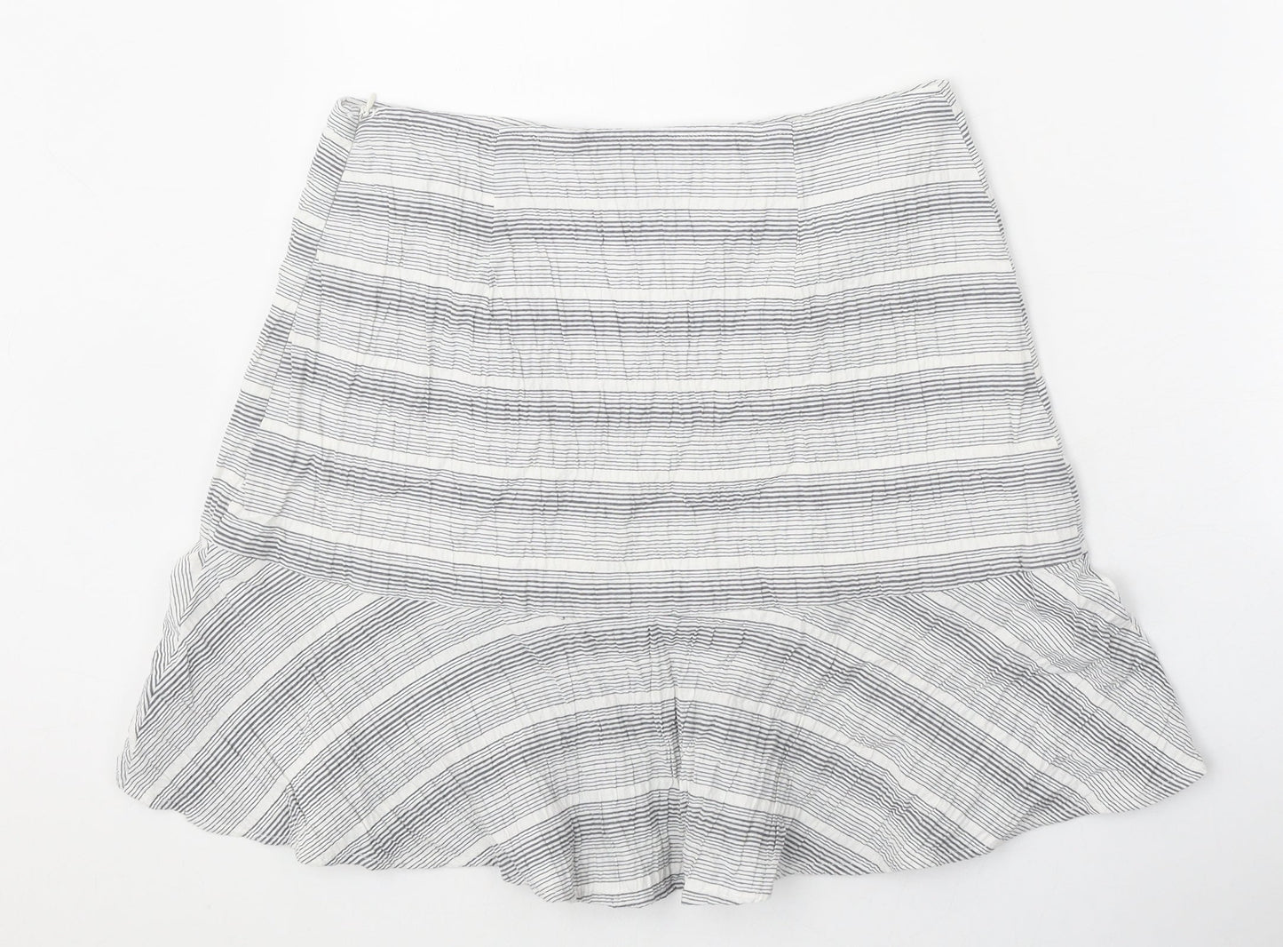 TU Womens Grey Striped Cotton Trumpet Skirt Size 12 Zip