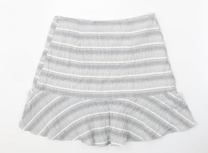 TU Womens Grey Striped Cotton Trumpet Skirt Size 12 Zip