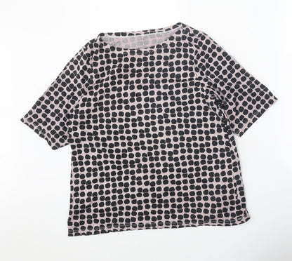 UT Womens Pink Geometric 100% Cotton Basic T-Shirt Size M Boat Neck