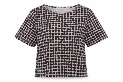 UT Womens Pink Geometric 100% Cotton Basic T-Shirt Size M Boat Neck