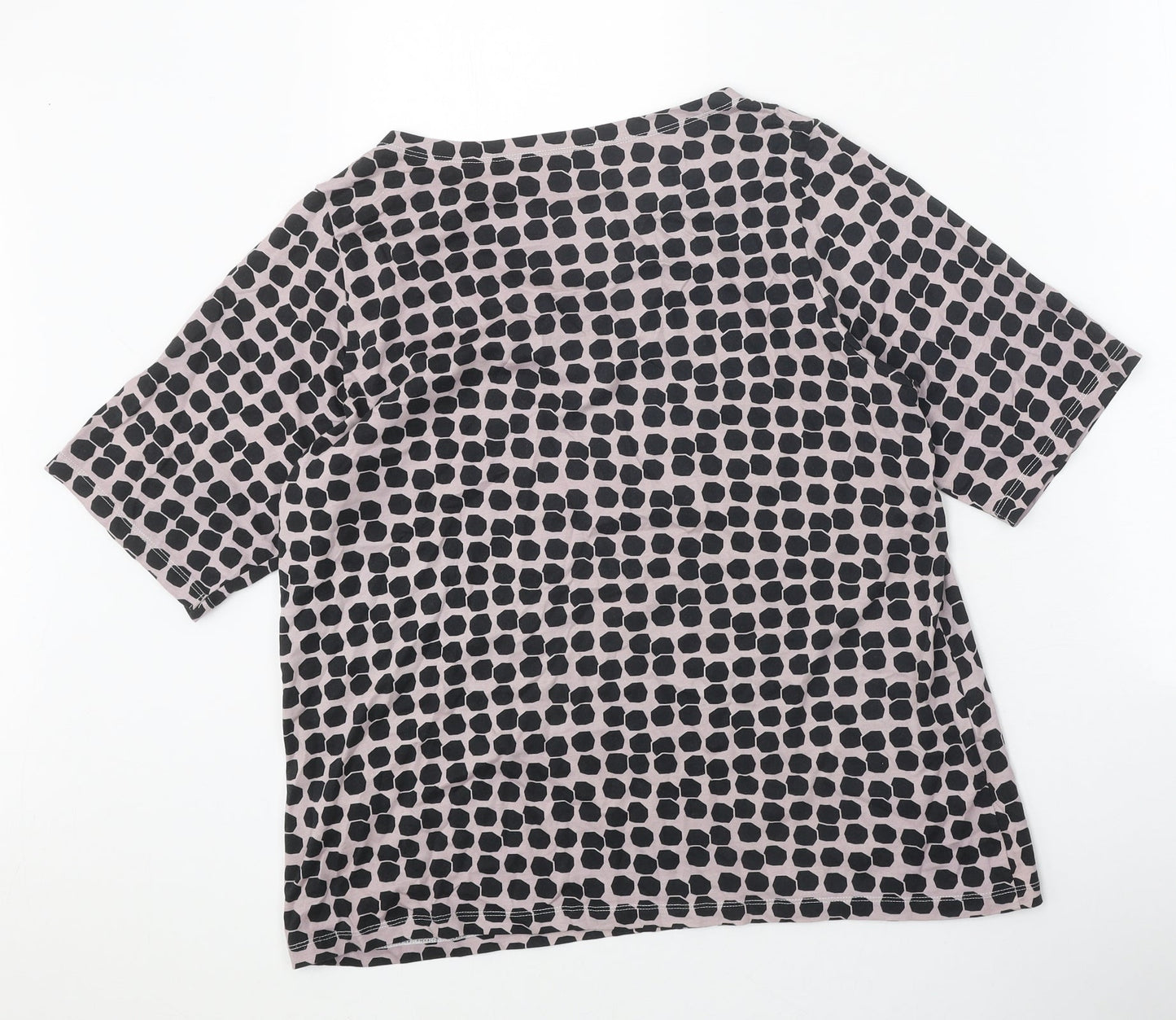 UT Womens Pink Geometric 100% Cotton Basic T-Shirt Size M Boat Neck