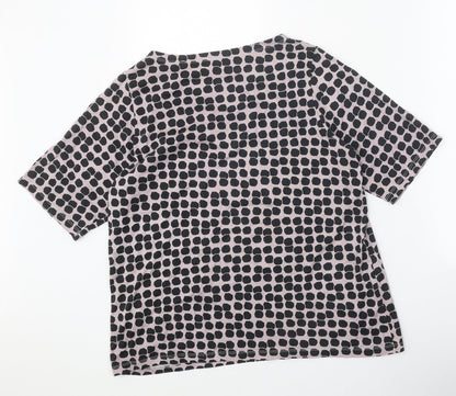 UT Womens Pink Geometric 100% Cotton Basic T-Shirt Size M Boat Neck
