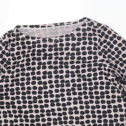 UT Womens Pink Geometric 100% Cotton Basic T-Shirt Size M Boat Neck