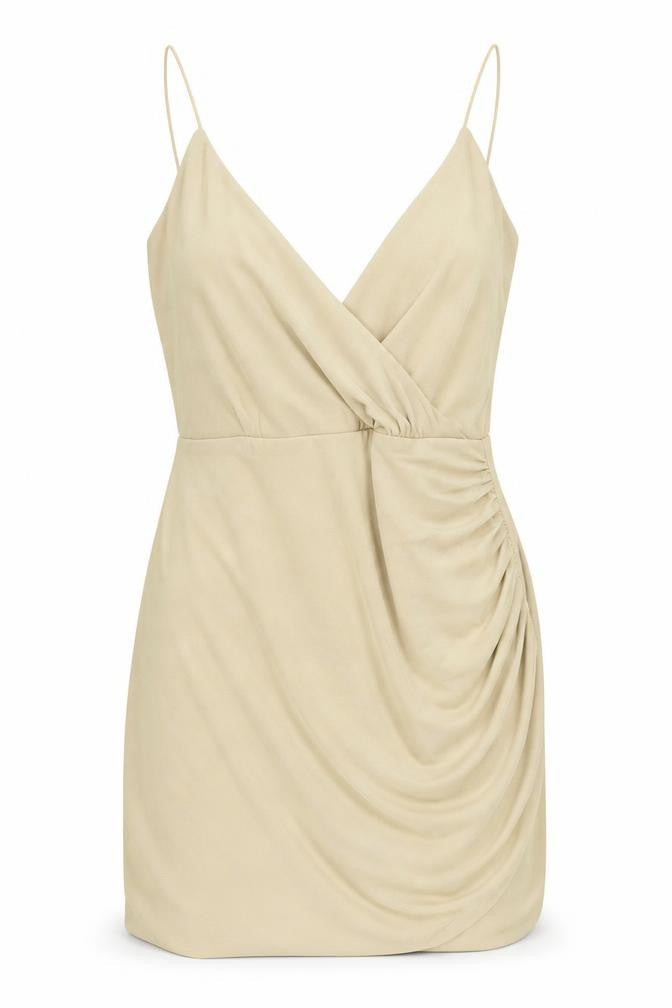 Boohoo Womens Beige Polyester Mini Size 10 V-Neck Pullover