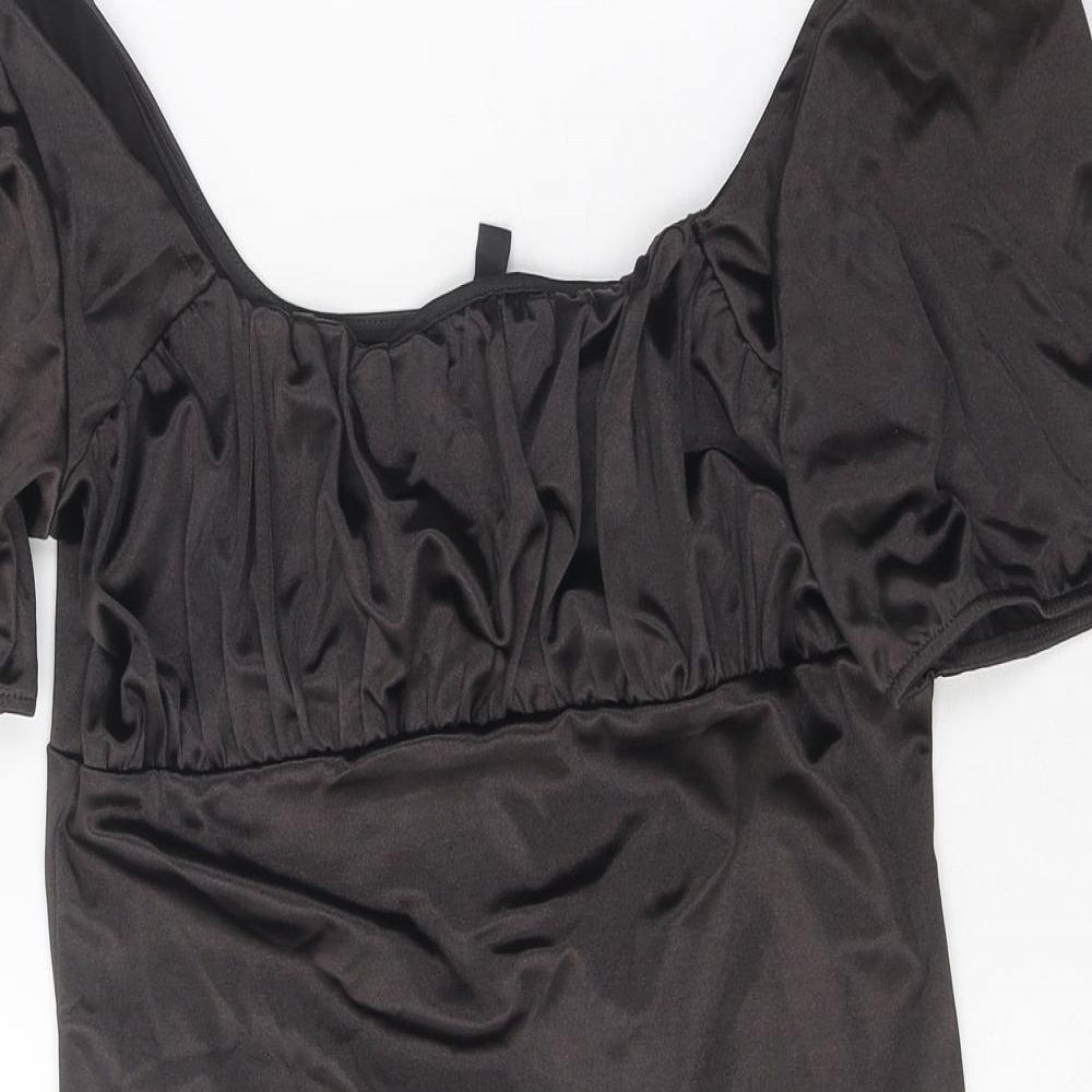 Divided Womens Black Polyester Mini Size M Off the Shoulder Pullover