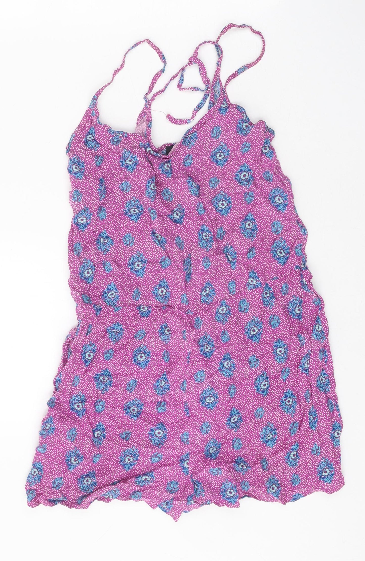 Papaya Womens Purple Geometric Viscose Playsuit One-Piece Size 10 Pullover