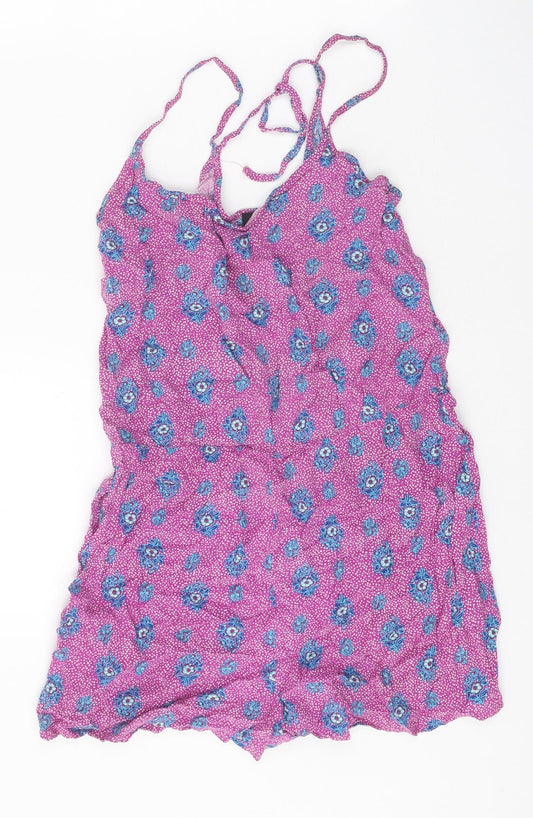 Papaya Womens Purple Geometric Viscose Playsuit One-Piece Size 10 Pullover