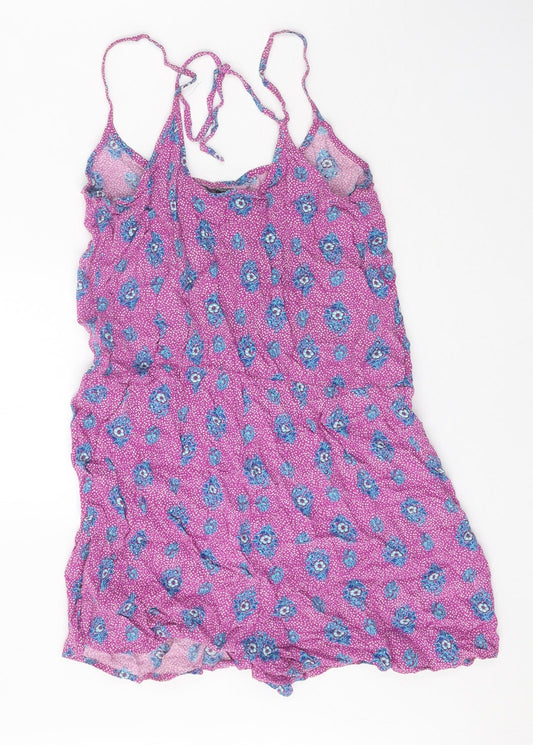 Papaya Womens Purple Geometric Viscose Playsuit One-Piece Size 10 Pullover