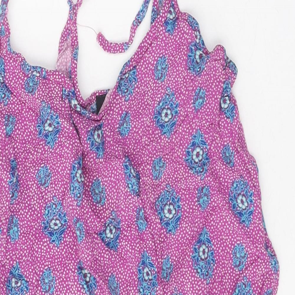 Papaya Womens Purple Geometric Viscose Playsuit One-Piece Size 10 Pullover