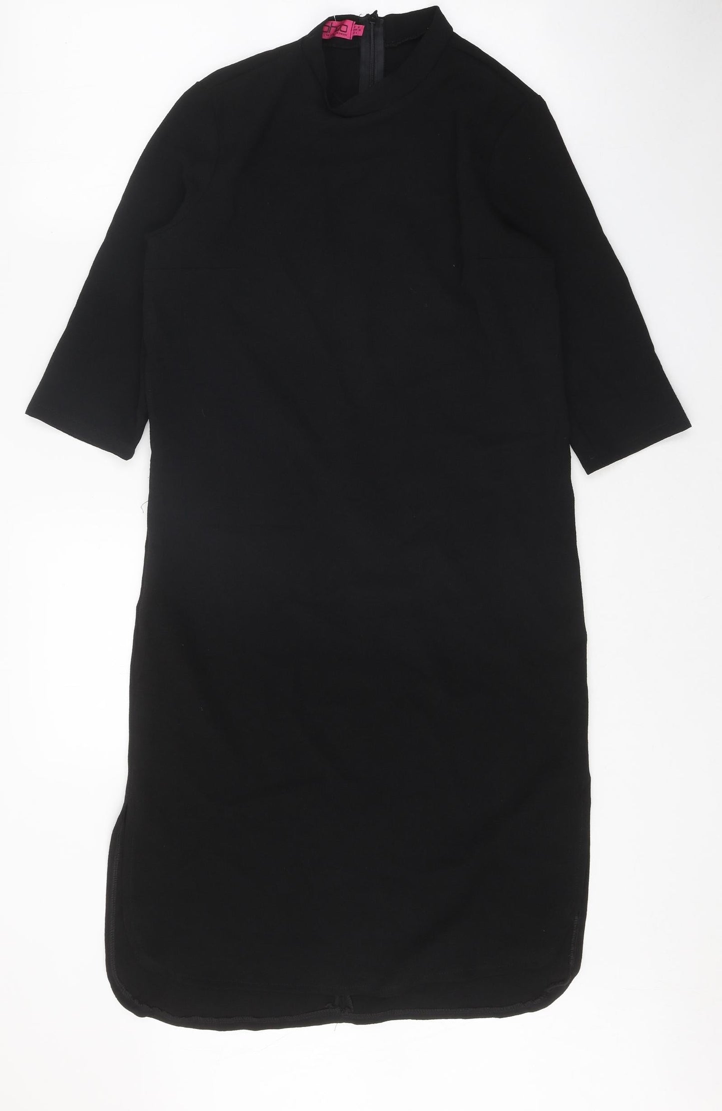 Boohoo Womens Black Polyester Shift Size 8 Mock Neck Zip