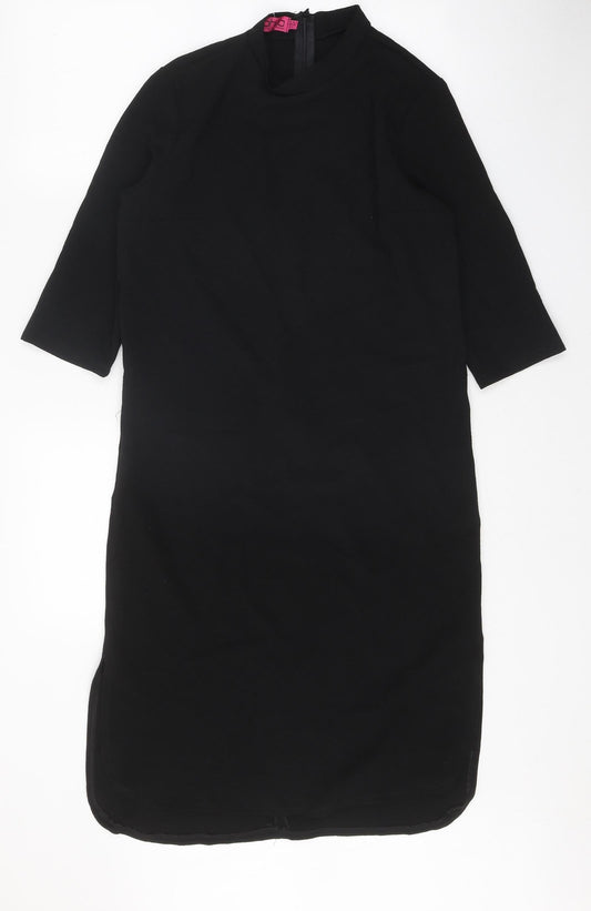Boohoo Womens Black Polyester Shift Size 8 Mock Neck Zip