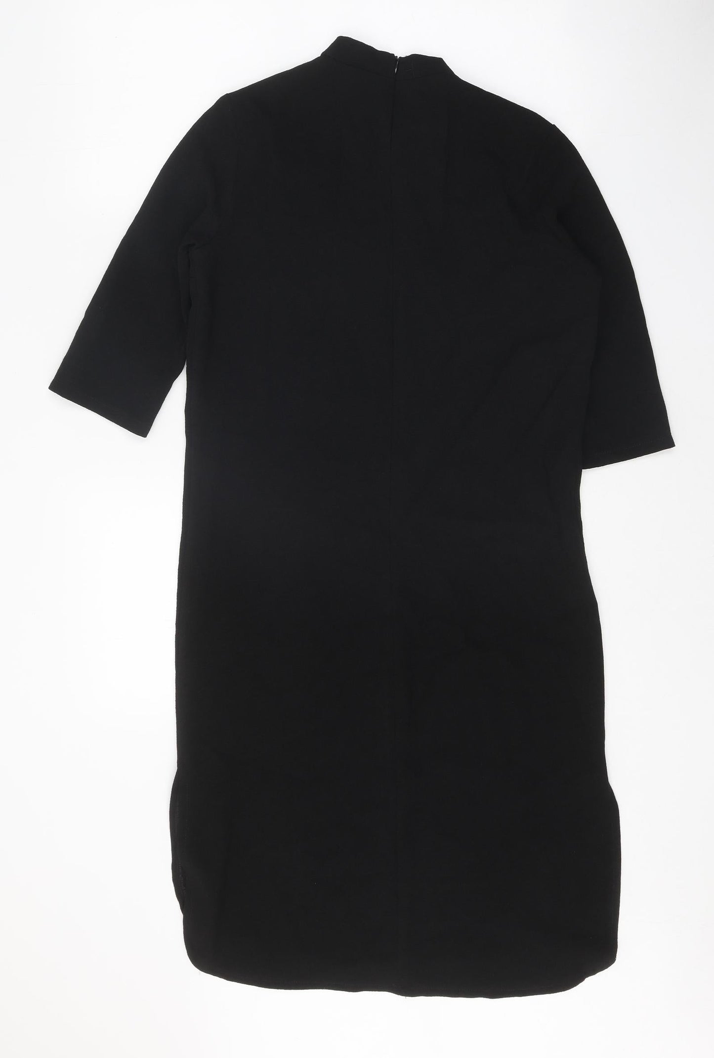 Boohoo Womens Black Polyester Shift Size 8 Mock Neck Zip