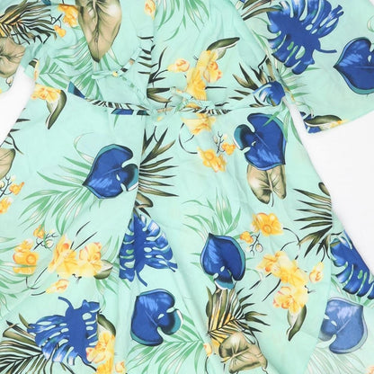 SheIn Womens Multicoloured Floral Polyester Fit & Flare Size M V-Neck Tie