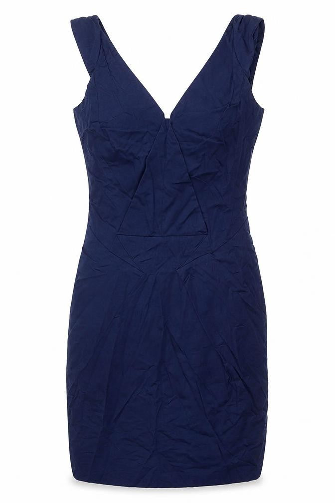 Definitions Womens Blue Cotton Shift Size 8 V-Neck Zip