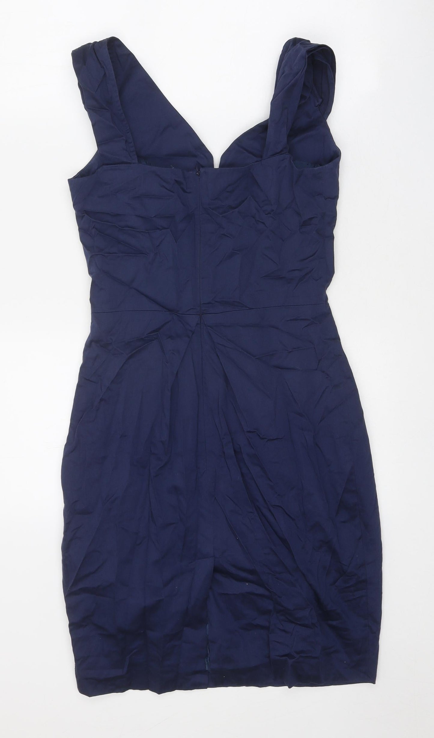 Definitions Womens Blue Cotton Shift Size 8 V-Neck Zip