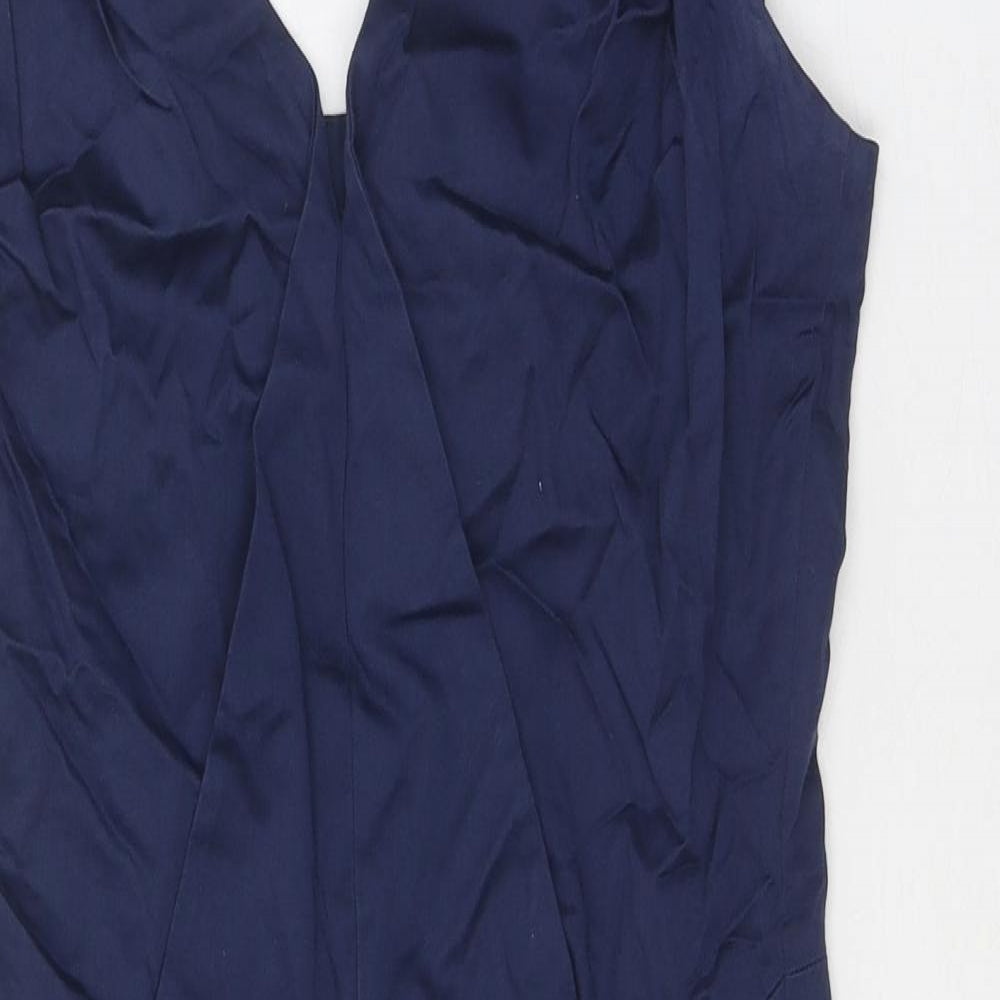 Definitions Womens Blue Cotton Shift Size 8 V-Neck Zip