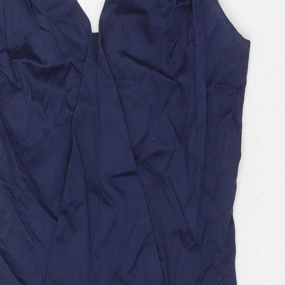 Definitions Womens Blue Cotton Shift Size 8 V-Neck Zip