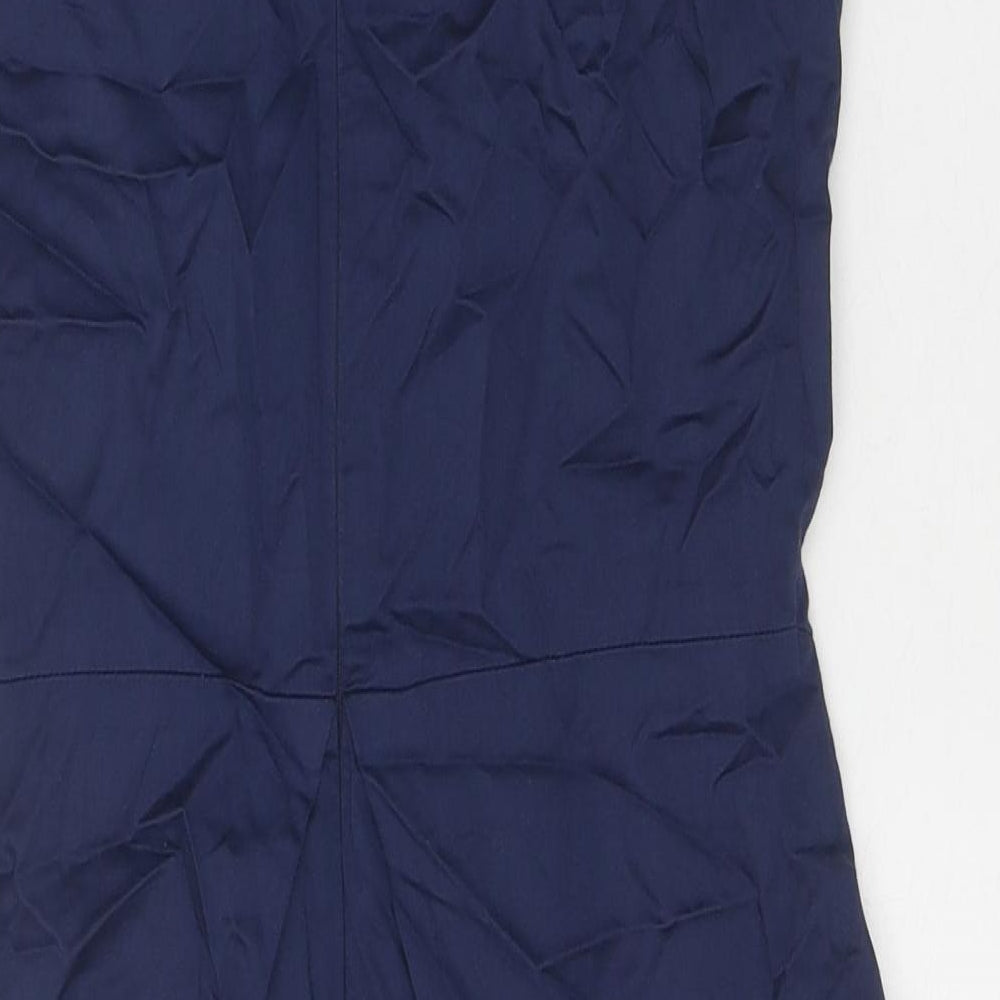 Definitions Womens Blue Cotton Shift Size 8 V-Neck Zip