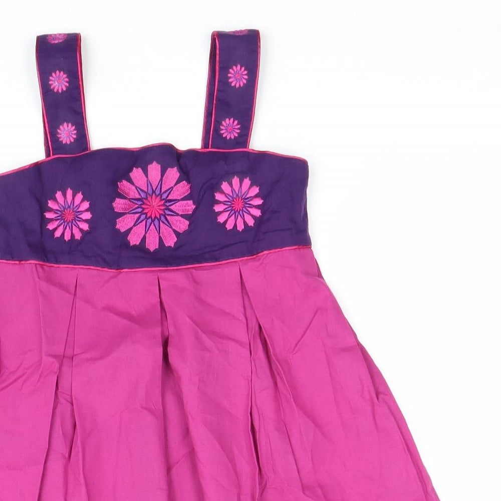 Spirit Of Arabia Girls Pink 100% Cotton A-Line Size M Square Neck Zip