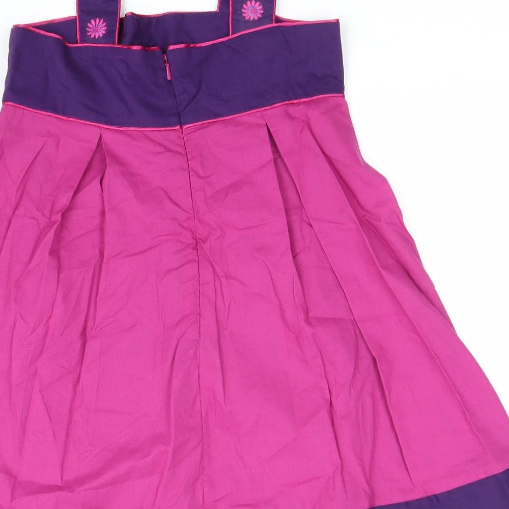 Spirit Of Arabia Girls Pink 100% Cotton A-Line Size M Square Neck Zip