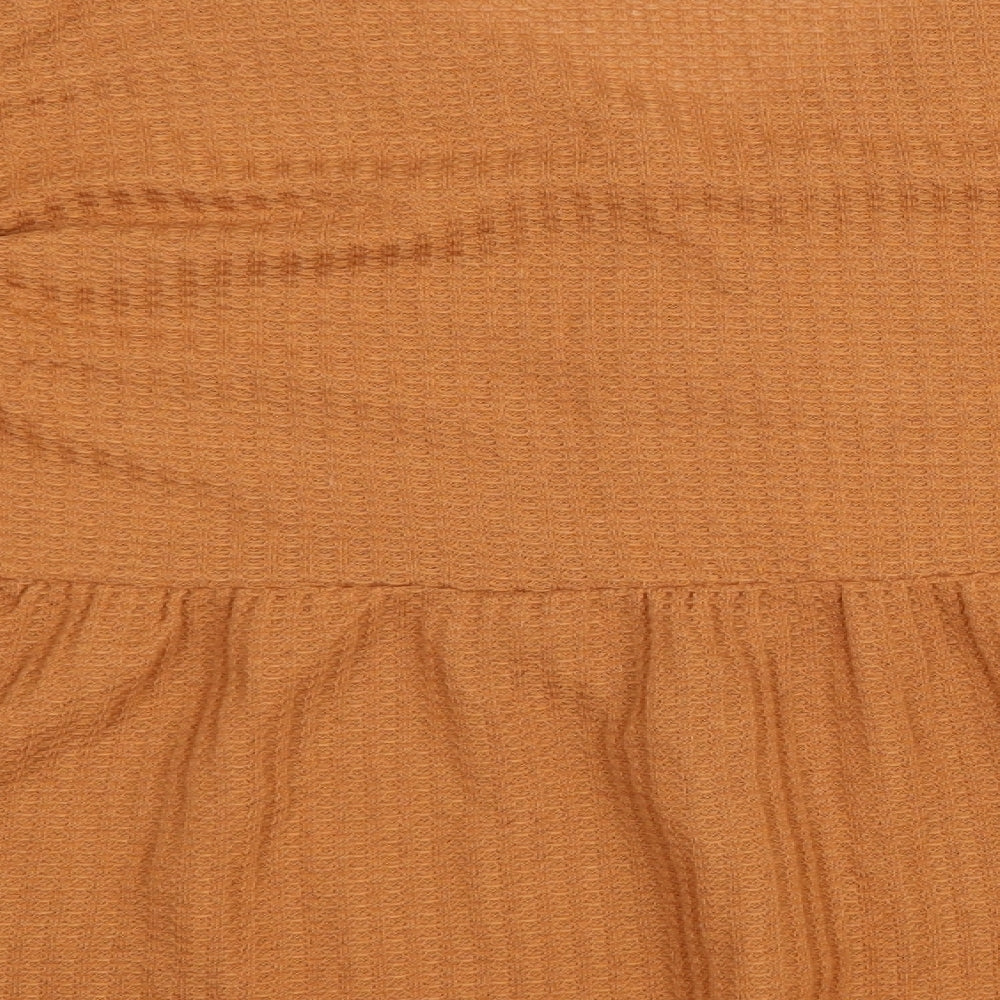 SheIn Womens Brown Cotton Basic Blouse Size XL Scoop Neck