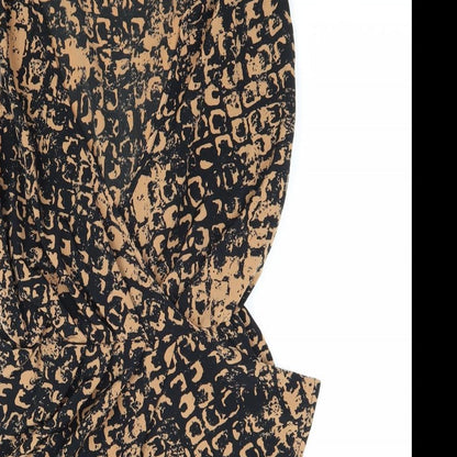 Topshop Womens Brown Geometric Polyester Sheath Size 8 V-Neck Pullover