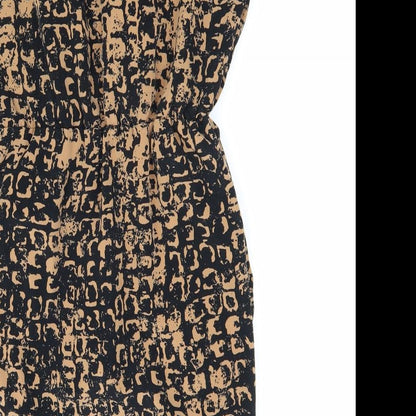 Topshop Womens Brown Geometric Polyester Sheath Size 8 V-Neck Pullover