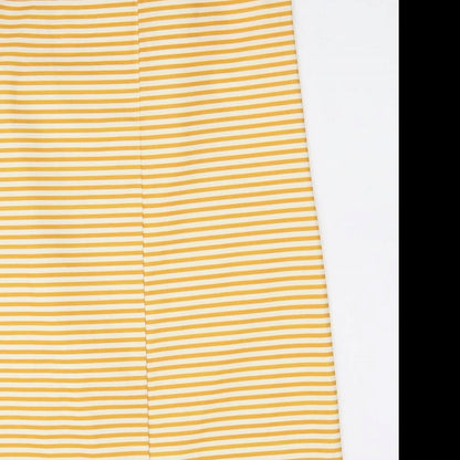 Zara Womens Yellow Striped Polyester Slip Dress Size M Square Neck Pullover