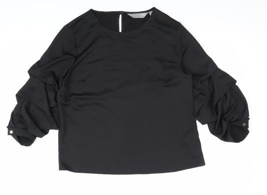 Womens UK Size 10 Dorothy Perkins Black Basic Blouse
