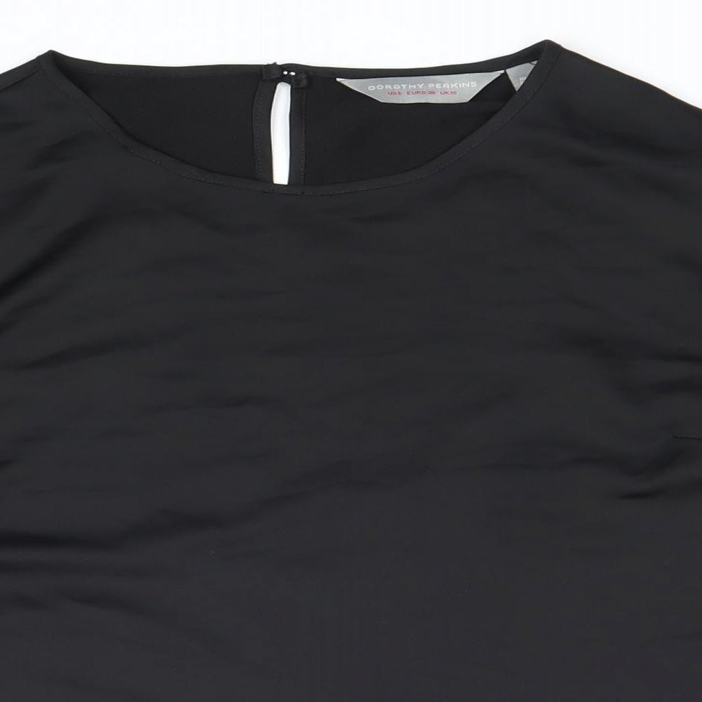 Womens UK Size 10 Dorothy Perkins Black Basic Blouse