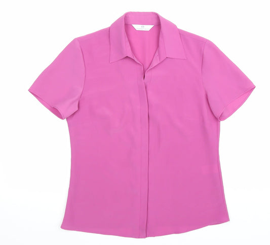 Womens UK Size 10 Essentials Pink Basic Button-Up