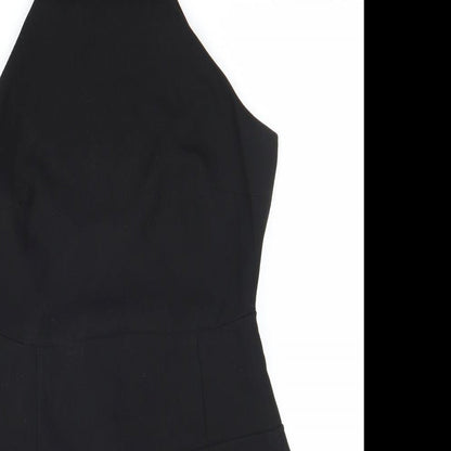 MNG Womens Black Polyester Fit & Flare Size M Round Neck Zip