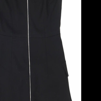 MNG Womens Black Polyester Fit & Flare Size M Round Neck Zip
