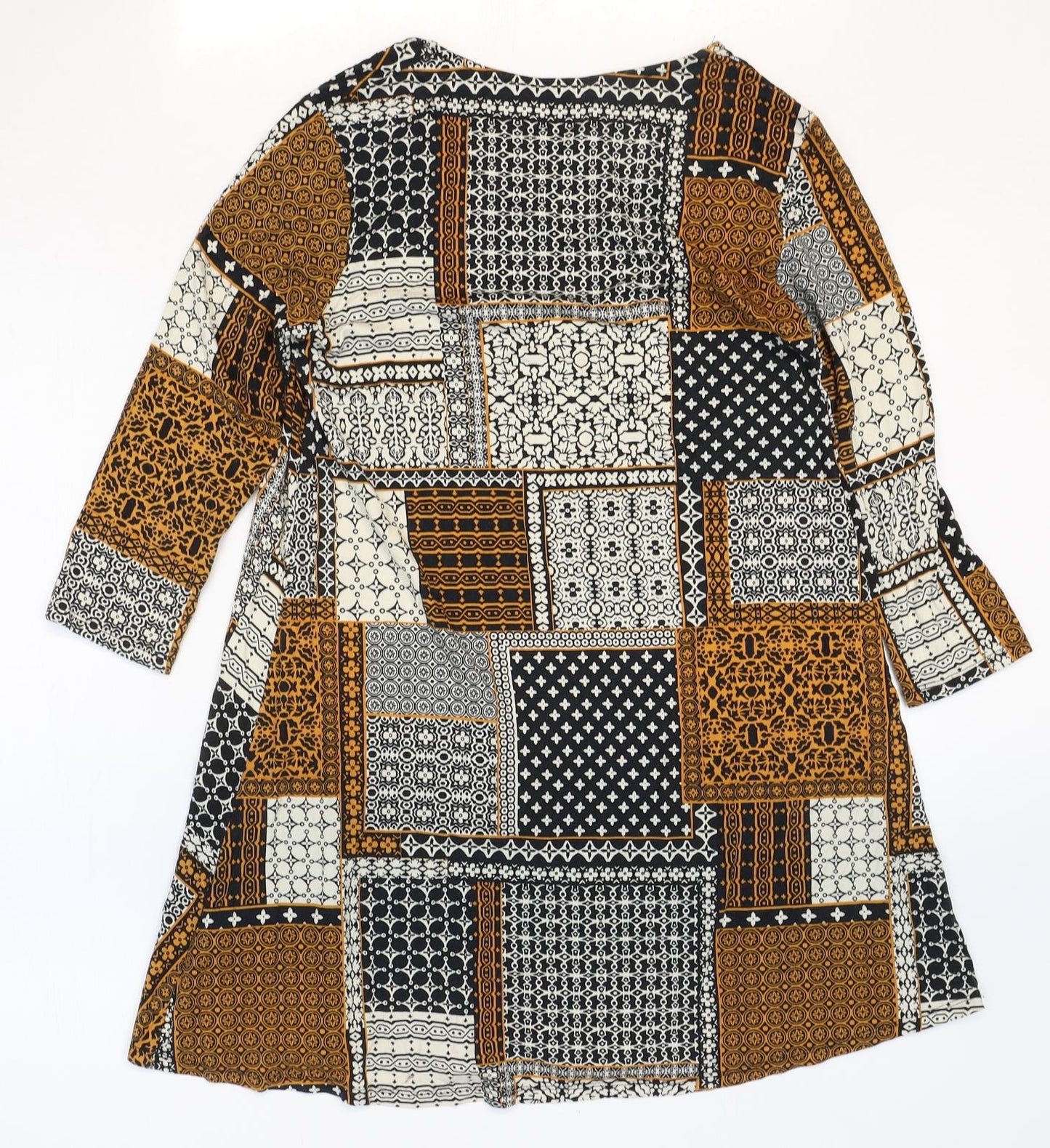 TU Womens Multicoloured Geometric Viscose A-Line Size 10 Round Neck Pullover