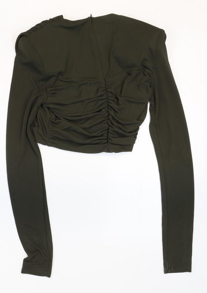 Womens UK Size S Zara Green Cropped Blouse
