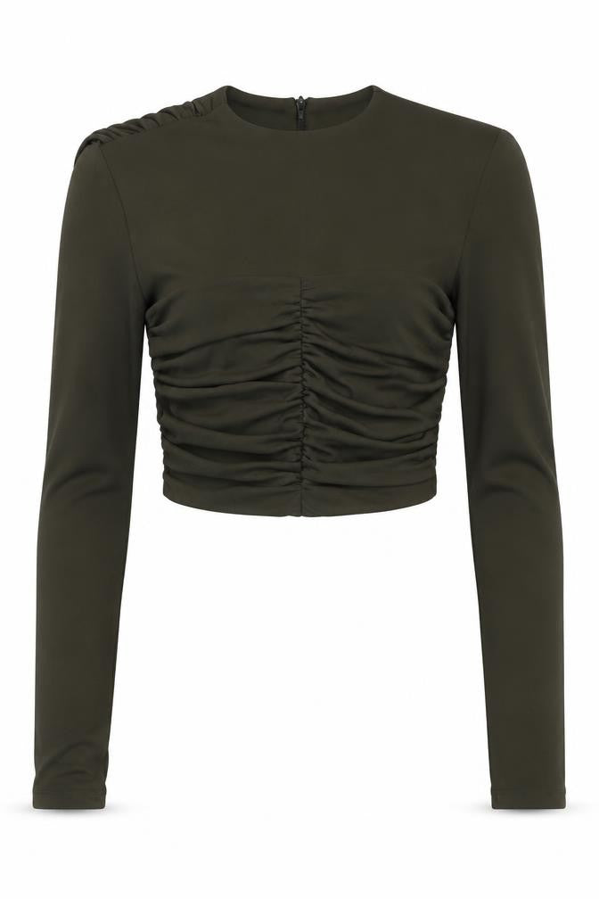 Womens UK Size S Zara Green Cropped Blouse