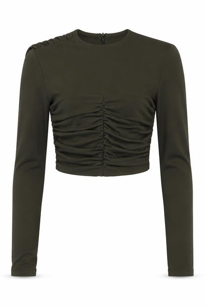 Womens UK Size S Zara Green Cropped Blouse