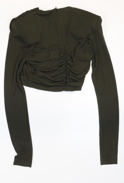 Womens UK Size S Zara Green Cropped Blouse