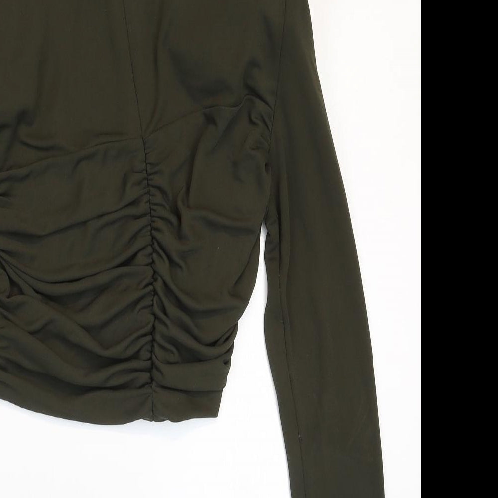 Womens UK Size S Zara Green Cropped Blouse