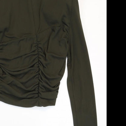Womens UK Size S Zara Green Cropped Blouse