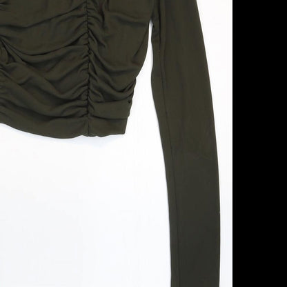 Womens UK Size S Zara Green Cropped Blouse