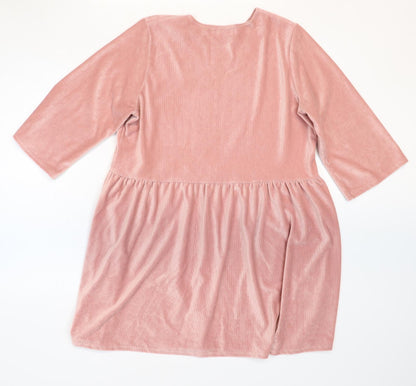 In the Style Womens Pink Polyester Fit & Flare Size 12 Round Neck Pullover