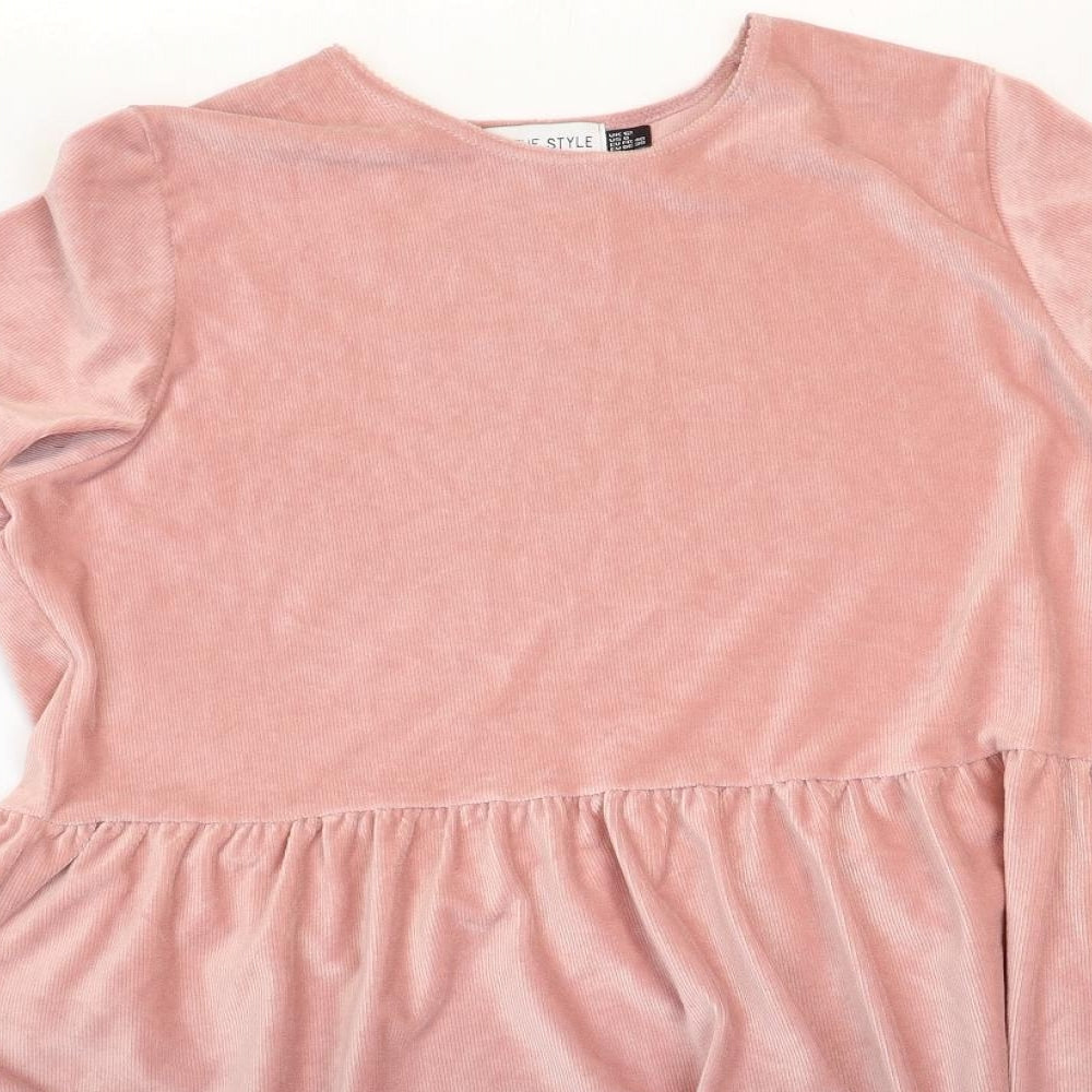 In the Style Womens Pink Polyester Fit & Flare Size 12 Round Neck Pullover