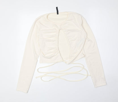 Womens UK Size 14 Preworn Ivory Basic T-Shirt