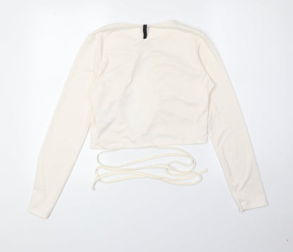 Womens UK Size 14 Preworn Ivory Basic T-Shirt