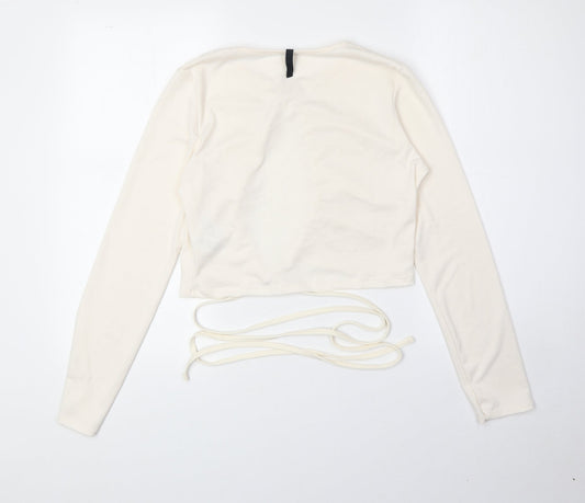 Womens UK Size 14 Preworn Ivory Basic T-Shirt