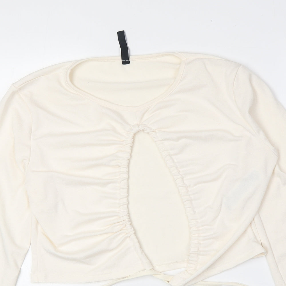 Womens UK Size 14 Preworn Ivory Basic T-Shirt