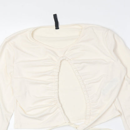 Womens UK Size 14 Preworn Ivory Basic T-Shirt